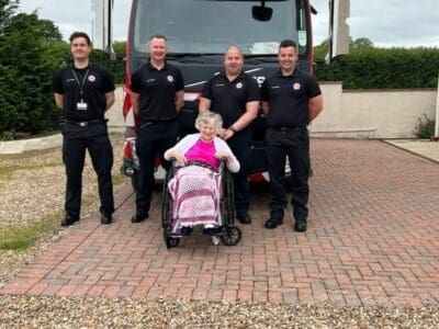 Frethey House resident Phyllis’ 100th birthday celebrated by Taunton Fire Station