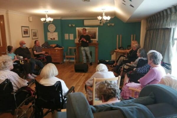 Harry Kersley and residents at Deer Park View