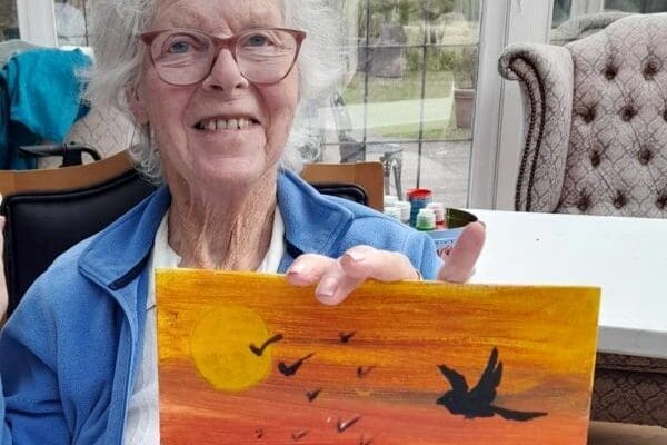 Residents enjoy some painting at Huntercombe Hall