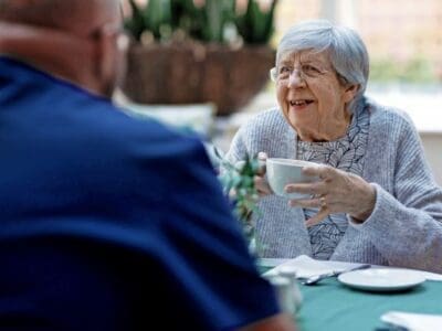 Resident having a chat