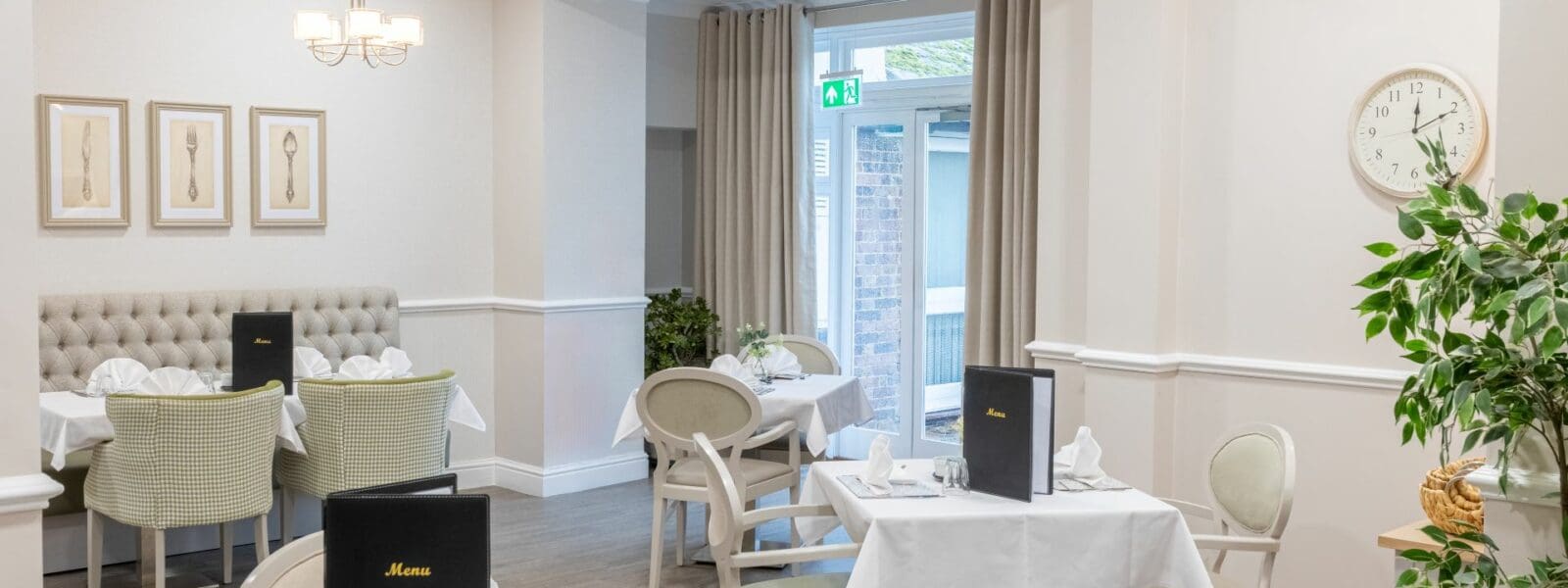 Walstead Place Care Home, newly refurbished dining room in November 2023