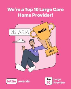 Image shows Lottie Awards 2025 Top 10 Large Care Home Provider graphic